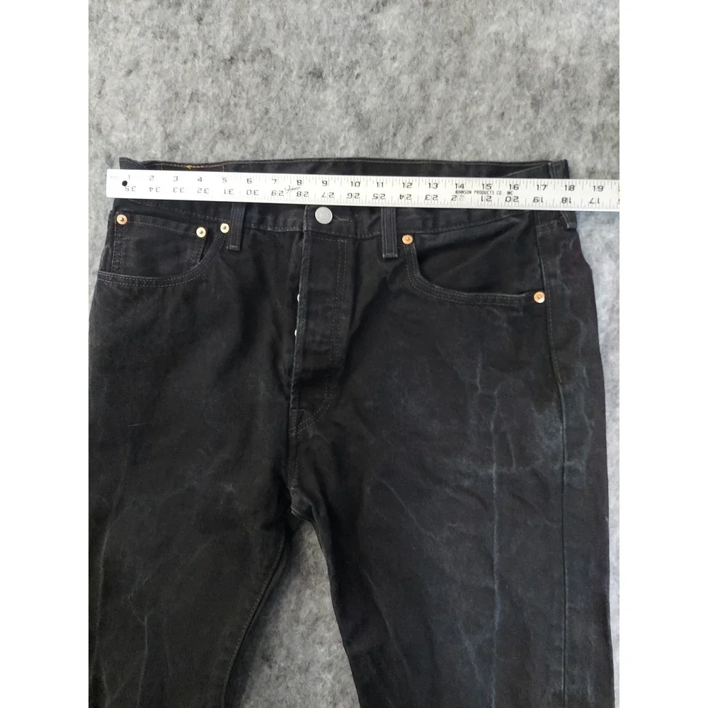 Levis 501 Jeans Mens 36x30 Black Button Fly Straight Classic Denim Tag 38x30‎